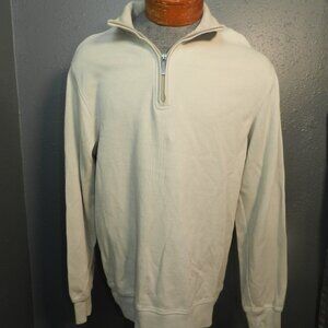 Van Heusen Mens Cream Pull Over Mid Zip Long Sleeve Collard Sweater Size Large